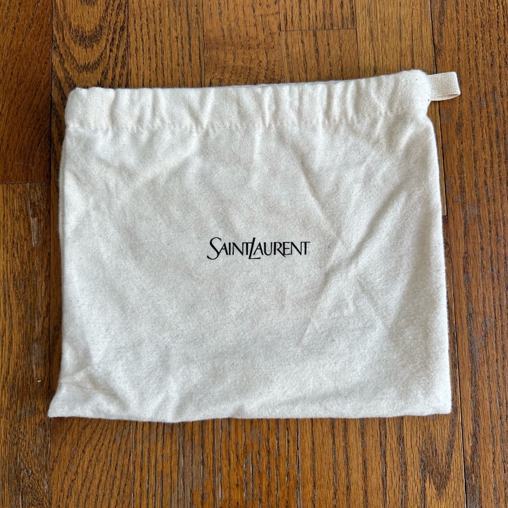 Saint Laurent cream and black small dust bag 9.5x11 YSL